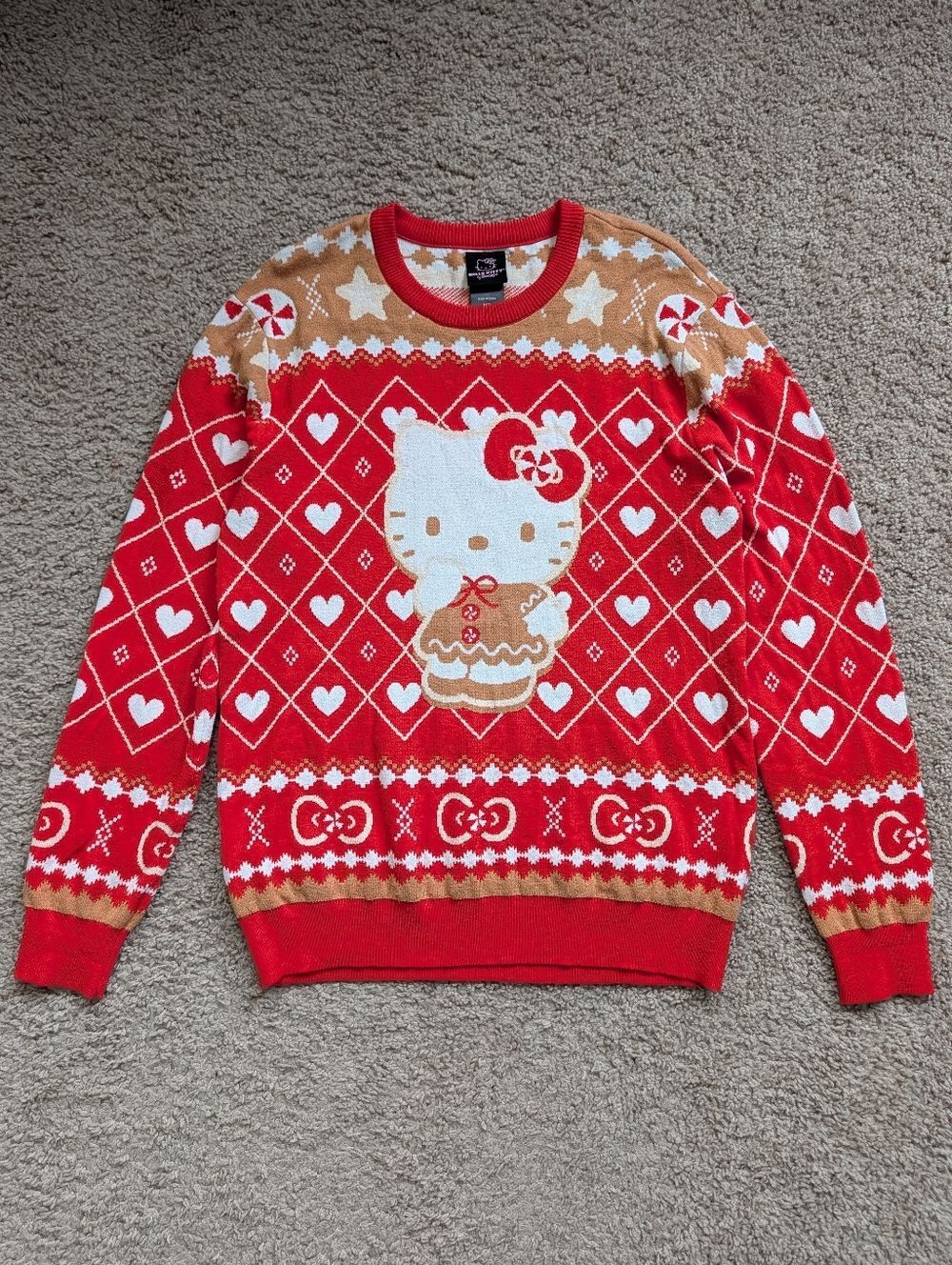 BoxLunch Womens Sanrio Hello Kitty Gingerbread Patterned Holiday Sweater Medium - Picture 7 of 12
